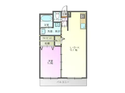 LALO I(1LDK/1階)の間取り写真