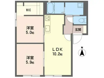 SUGAR GARDEN(2LDK/1階)の間取り写真