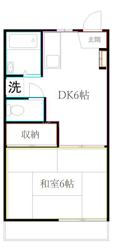 フォーブルかつら(1DK/2階)の間取り写真