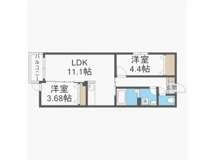 FRIDE NOB博多駅南GRANDE(2LDK/1階)の間取り写真