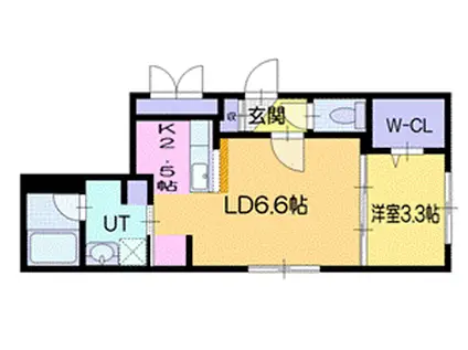 レノア大谷地(1LDK/3階)の間取り写真