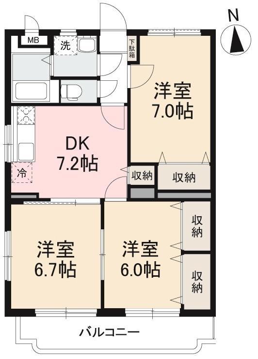 ベルティオンTK(3DK/2階)の間取り写真