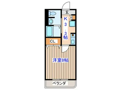 フラット小松島(1K/3階)の間取り写真