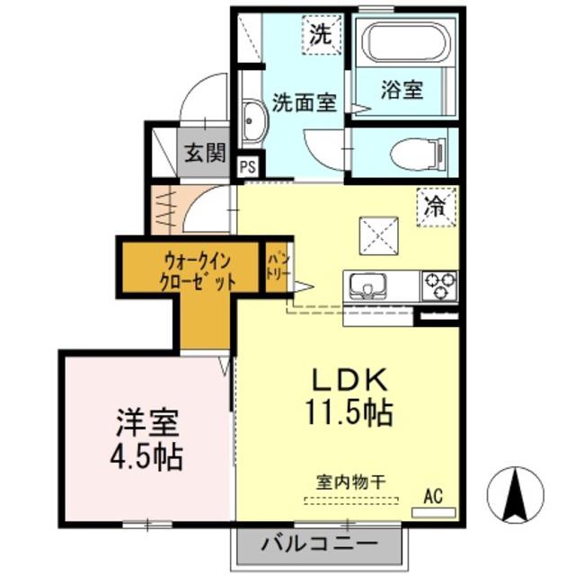 リバーサイド駅東(1LDK/1階)の間取り写真