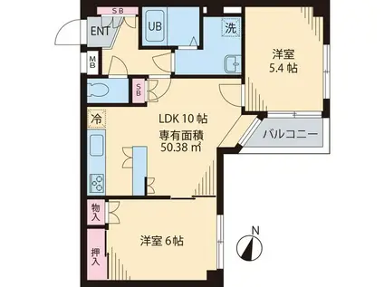 ヴィラ・フォンターナ(2LDK/3階)の間取り写真