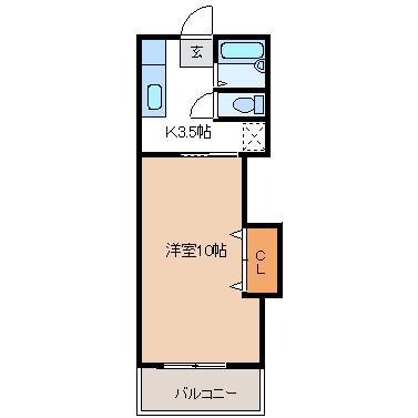 ミカドハイツ(1K/6階)の間取り写真