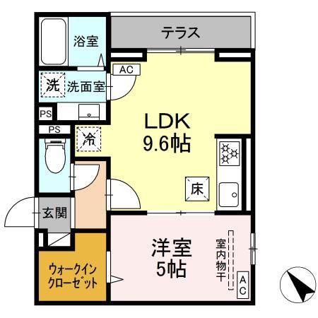 ドムスクレスト清新二丁目(1LDK/1階)の間取り写真