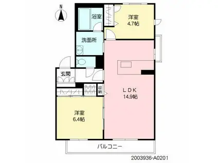 HALE PUEO(2LDK/2階)の間取り写真