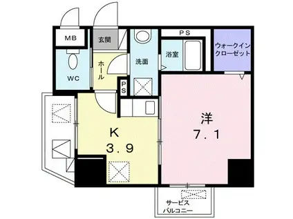 プリムローズ宝町(1K/8階)の間取り写真