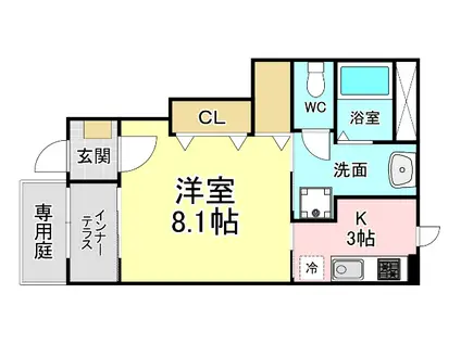 レガシーコートII(1K/1階)の間取り写真