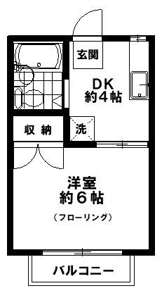 エステートピア八王子(1DK/1階)の間取り写真