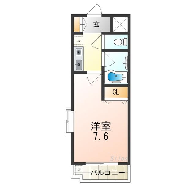 ベルデ堺東(1K/4階)の間取り写真