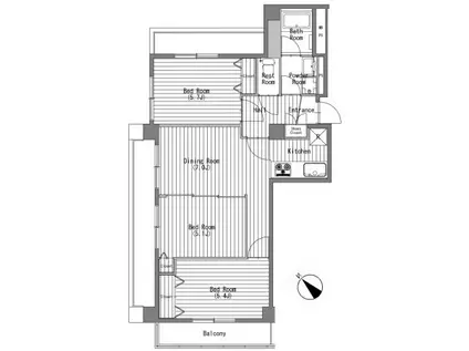アミスタ小石川(3DK/5階)の間取り写真
