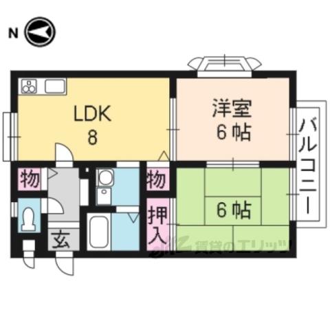 ウィンディアコリーヌ A棟(2DK/2階)の間取り写真
