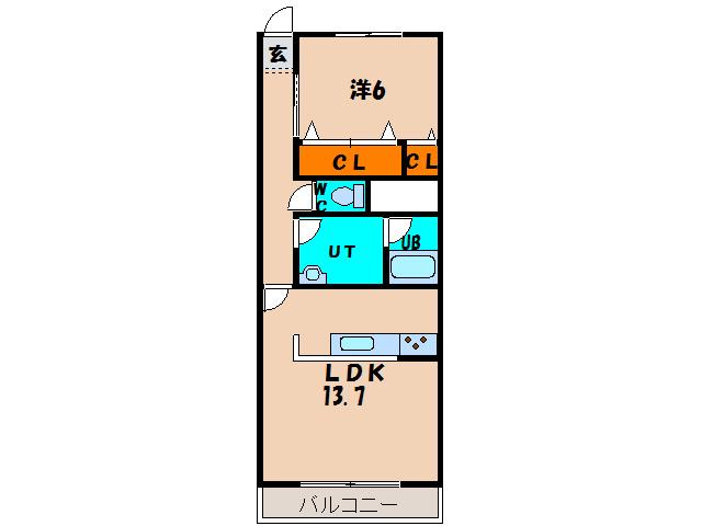 ハイツシーブリーズ(1LDK/2階)の間取り写真