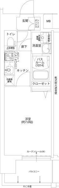 レジデンス塚本クラージュ(1K/4階)の間取り写真