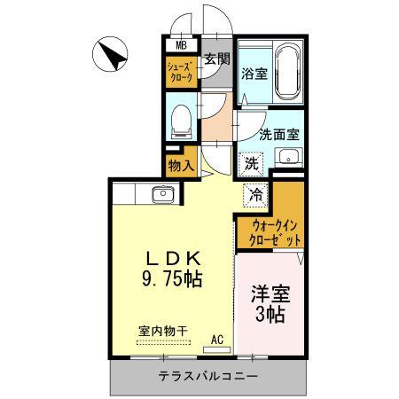 D-ROOM五福(1LDK/1階)の間取り写真