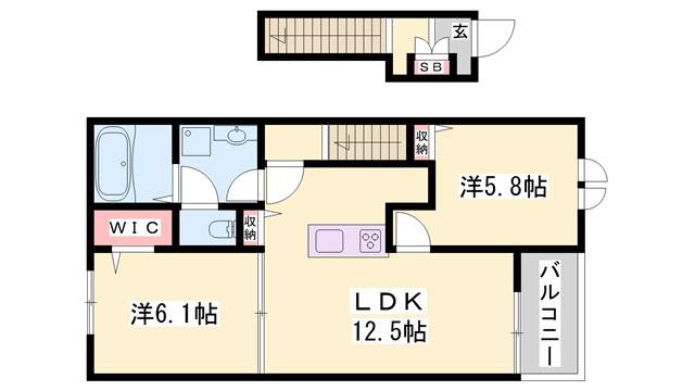 ヒカルサ稲美天満 I(2LDK/2階)の間取り写真