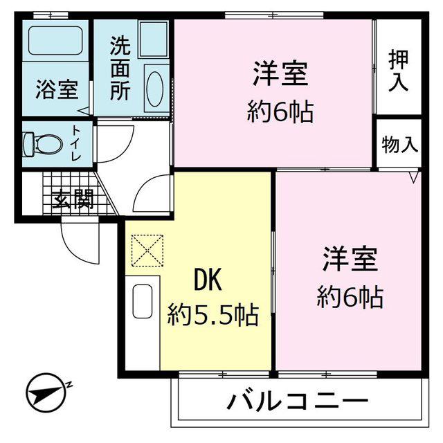 ソフィアK(2DK/1階)の間取り写真