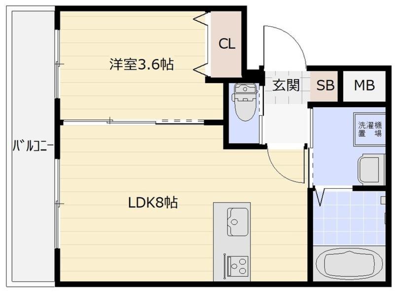 フルール甲子園(1LDK/2階)の間取り写真