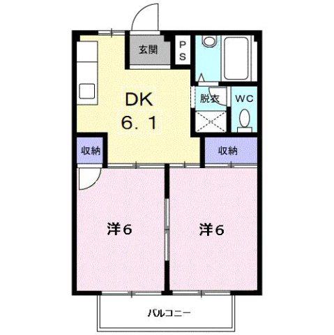 シティハイツKEI(2DK/2階)の間取り写真