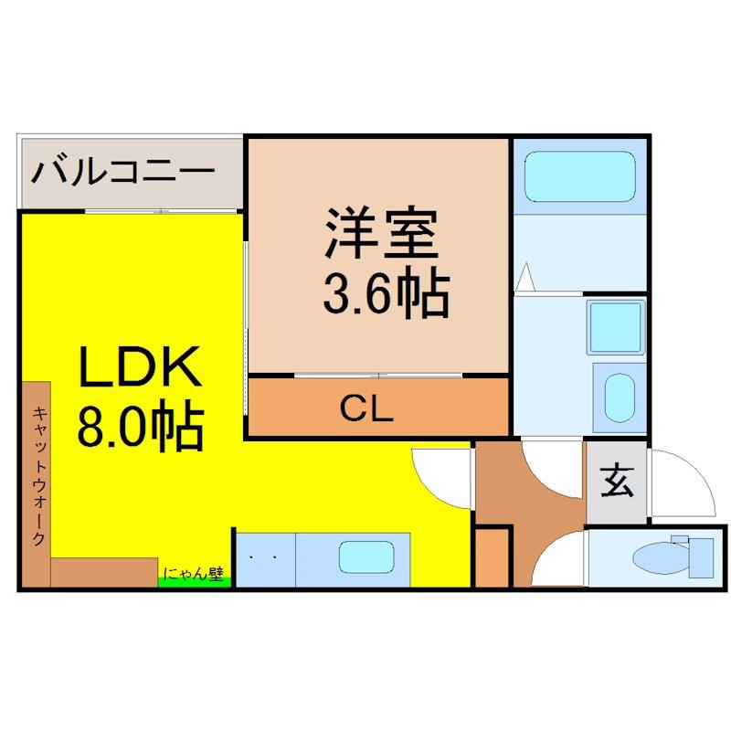 KATZE本笠寺(1LDK/3階)の間取り写真