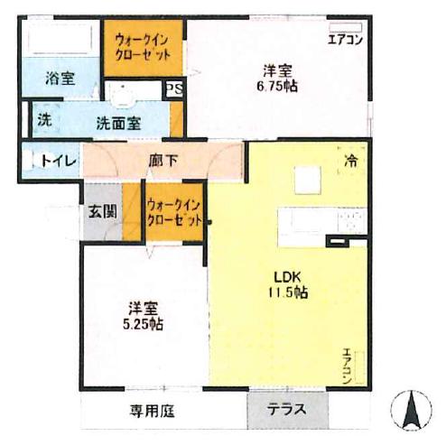 パル・クレール(2LDK/1階)の間取り写真