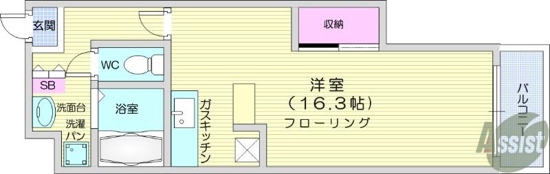 若林アベニュー(ワンルーム/2階)の間取り写真