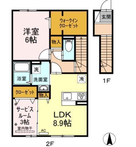 セジュール雅 A棟(1SLDK/2階)の間取り写真