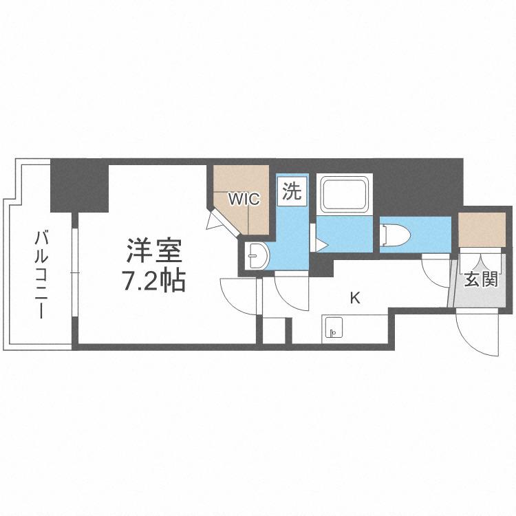 LA DOUCEUR谷町(1K/14階)の間取り写真