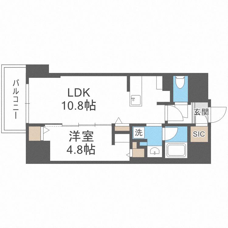 アーバネックス京町堀(1LDK/4階)の間取り写真