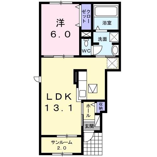 サンリット・オーブ A(1LDK/1階)の間取り写真