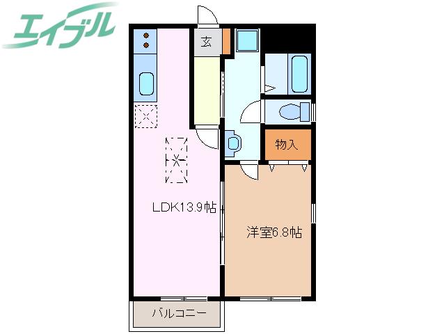 ラ・テラ滝川(1LDK/1階)の間取り写真