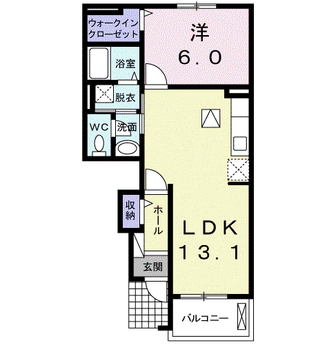 フォルトーナ B(1LDK/1階)の間取り写真