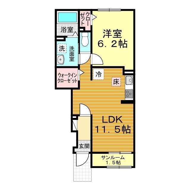 クルールB(1LDK/1階)の間取り写真
