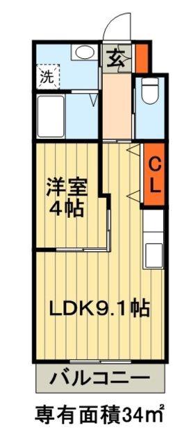 ウィズダム(1LDK/2階)の間取り写真