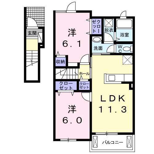 メイグラード(2LDK/2階)の間取り写真