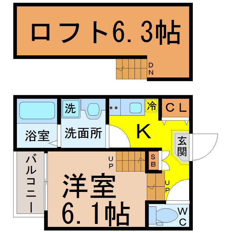 ニューストラーダ(1K/2階)の間取り写真