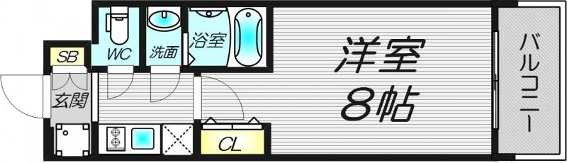 スプランディッド十三本町(1K/9階)の間取り写真