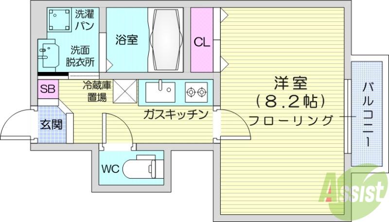 エルタスコート中江(1K/1階)の間取り写真