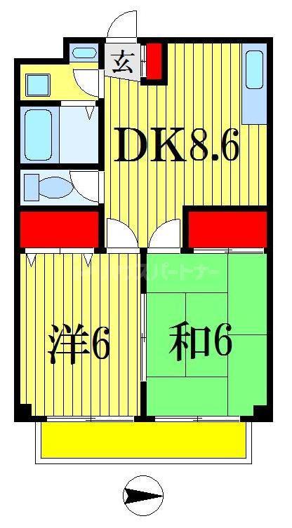 ファーレ夏見(2DK/2階)の間取り写真