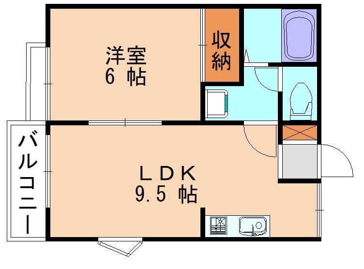 ゆりハイツII(1LDK/1階)の間取り写真