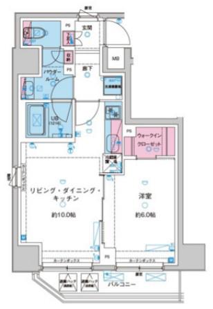GENOVIA花月総持寺(1LDK/10階)の間取り写真