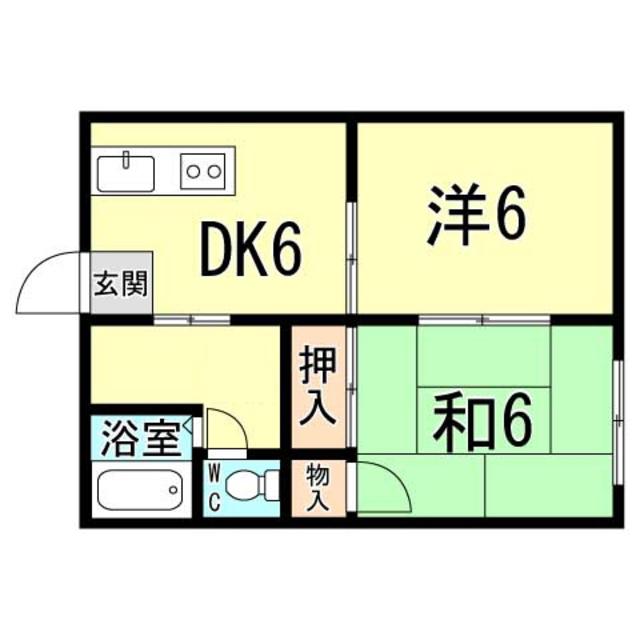 イーストハイツ(2DK/1階)の間取り写真