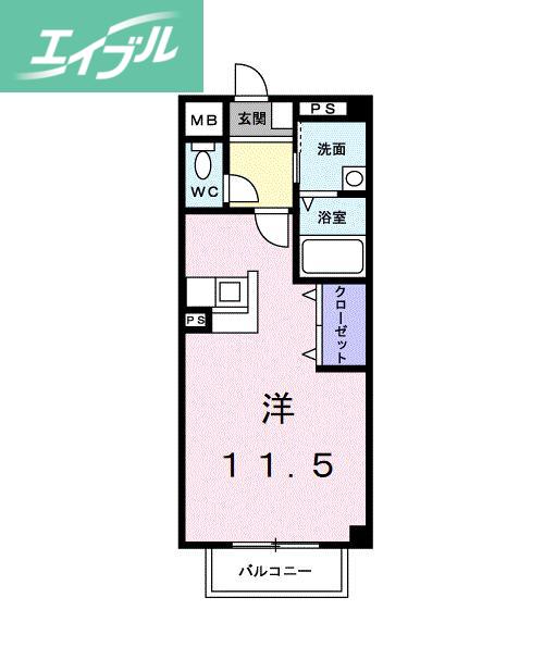 マーベラスK1A(1K/1階)の間取り写真