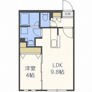 グランドサクセス北6条(1LDK/2階)の間取り写真