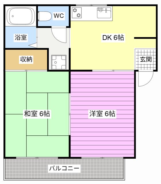 ハイツKM II(2DK/2階)の間取り写真