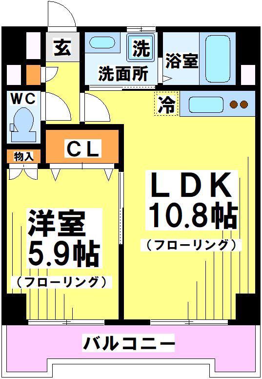 サニーガーデンアライ(1LDK/6階)の間取り写真