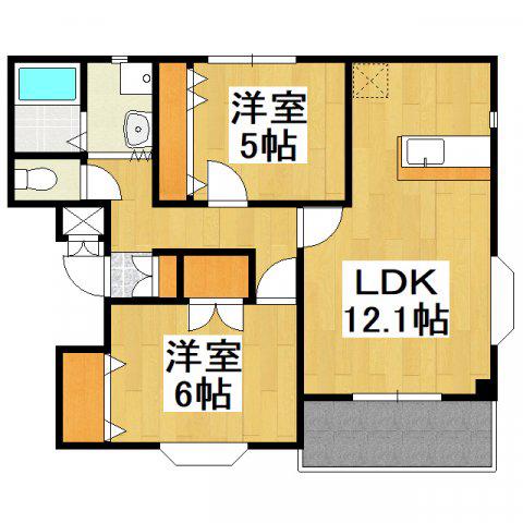 ル・ボヌール(2LDK/1階)の間取り写真