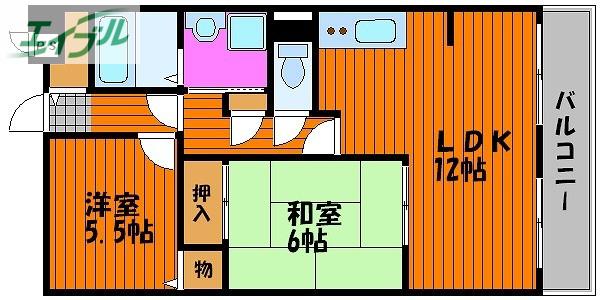 アビタ山本・岡山(2LDK/7階)の間取り写真
